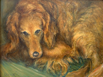 oil painting of golden retriever